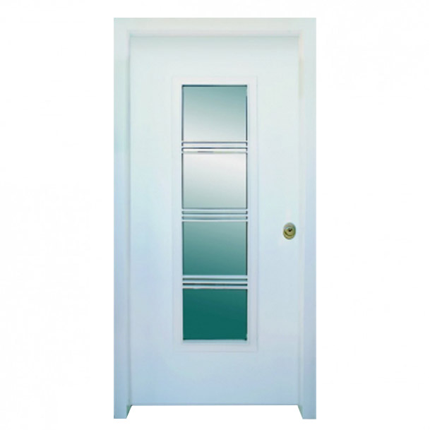 W-300 – ENTRY DOOR/ALUMINIUM/SECURITY. White entry door with modern design. Materials: Aluminium Security: Our armored doors are rated between class 2 and class 4.